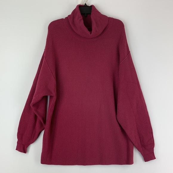 Free People Structured Knit Tunic Turtleneck Pullover Sweater XS Oversized - Picture 5 of 7